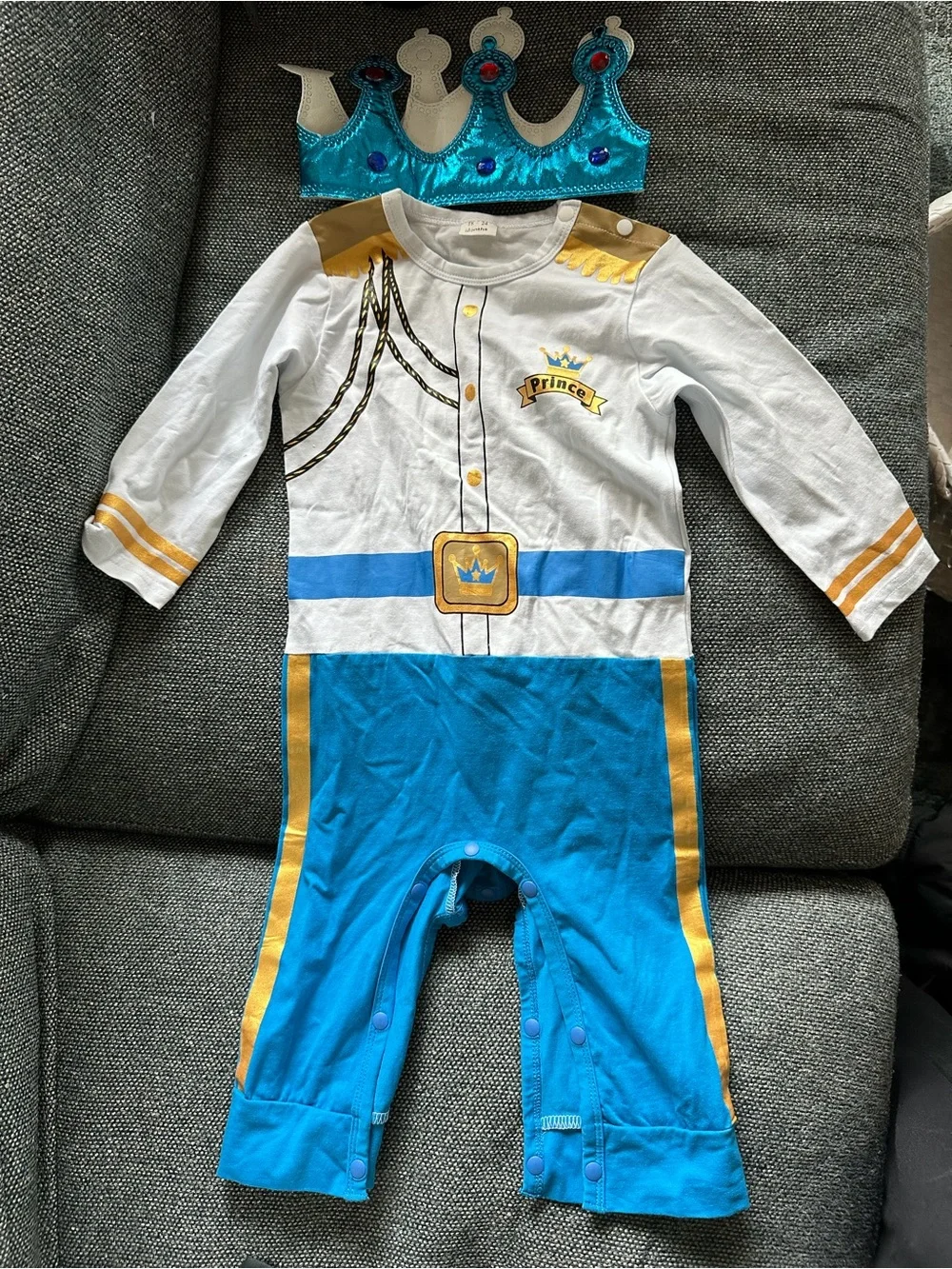Prince Costume One-Piece Romper with Crown
